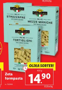Lidl Zeta formpasta erbjuda