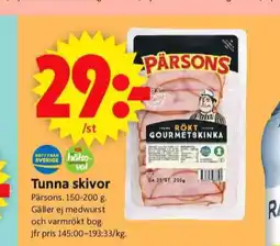ICA Supermarket Pärsons skinka erbjuda