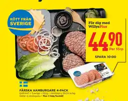 Willys Hemma FÄRSKA HAMBURGARE 4-PACK erbjuda