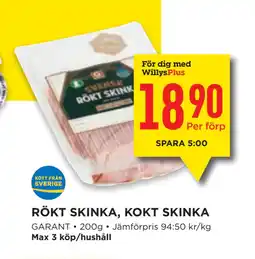 Willys RÖKT SKINKA, KOKT SKINKA erbjuda