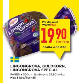 Willys LINGONGROVA, GULDKORN, LINGONGROVA SPECIAL erbjuda