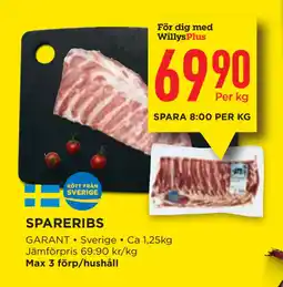 Willys SPARERIBS erbjuda