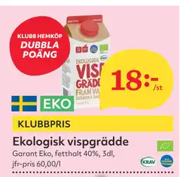 Hemköp Ekologisk vispgrädde erbjuda