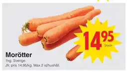 Matöppet Morötter erbjuda