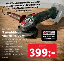 Lidl Batteridriven vinkelslip, 20 V* erbjuda