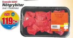 Extra Mjällby Stormarknad Svenskt kött! Nötgrybitar erbjuda