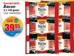 Extra Mjällby Stormarknad Svenskt kött! Bacon erbjuda