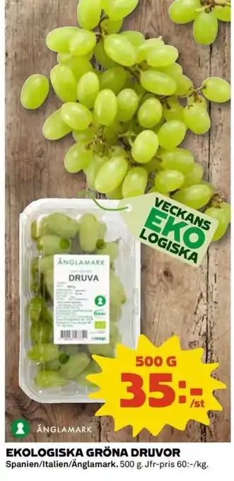Coop EKOLOGISKA GRÖNA DRUVOR erbjuda