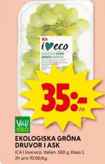 ICA Supermarket EKOLOGISKA GRÖNA DRUVOR I ASK erbjuda