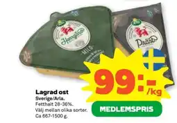 Stora Coop Lagrad ost Sverige/Arla. erbjuda