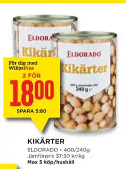 Willys Eldorado kikärter erbjuda