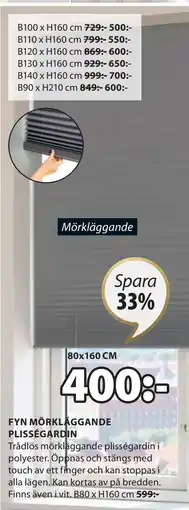 JYSK FYN MÖRKLÄGGANDE PLISSÉGARDIN erbjuda