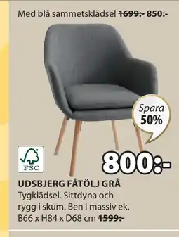 JYSK UDSBJERG FÅTÖLJ GRÅ erbjuda