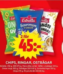 ICA Maxi CHIPS, RINGAR, OSTBÅGAR erbjuda