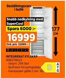 Power INTEGRERAT KYLSKÅP erbjuda