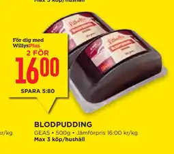 Willys Hemma BLODPUDDING erbjuda