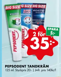 ÖoB PEPSODENT TANDKRÄM erbjuda