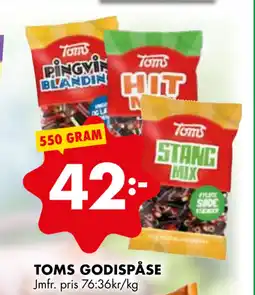 ÖoB TOMS GODISPÅSE erbjuda