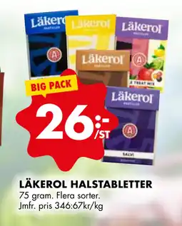 ÖoB LÄKEROL HALSTABLETTER erbjuda