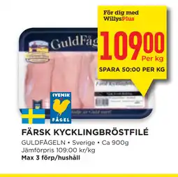 Willys FÄRSK KYCKLINGBRÖSTFILÉ erbjuda
