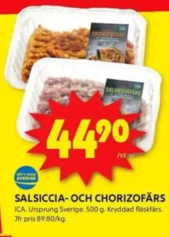 ICA Kvantum SALSICCIA-OCH CHORIZOFÄRS erbjuda