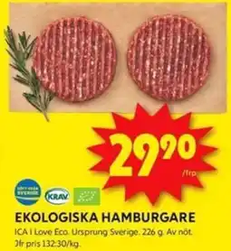ICA Kvantum EKOLOGISKA HAMBURGARE erbjuda