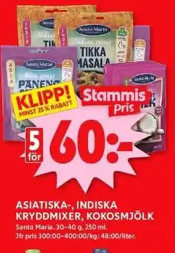 ICA Kvantum ASIATISKA-, INDISKA KRYDDMIXER, KOKOSMJÖLK erbjuda