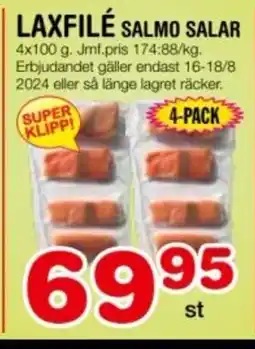 Nya Pulsen LAXFILÉ SALMO SALAR erbjuda