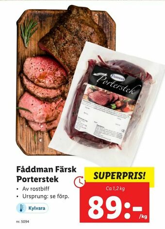 Lidl Fåddman Färsk Porterstek erbjuda
