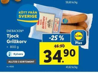 Lidl Tjock Grillkorv erbjuda