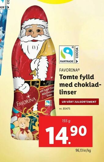 Lidl Tomte fylld med chokladlinser erbjuda