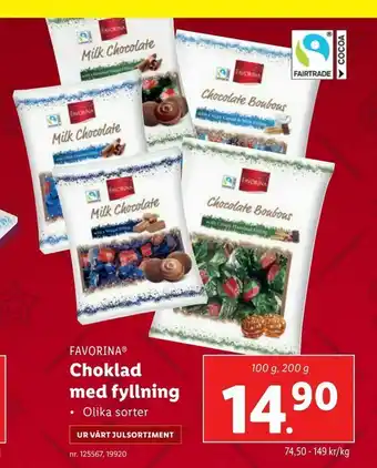 Lidl Choklad med fyllning erbjuda