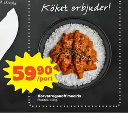 Stora Coop Korvstroganoff med ris erbjuda