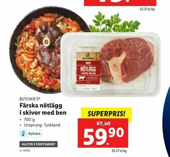 Lidl Färska nötlägg i skivor med ben erbjuda