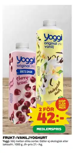 Coop Daglivs FRUKT-/VANILJYOGHURT erbjuda