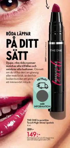 Oriflame THE ONE Irresistible Touch High Shine Lipstick erbjuda