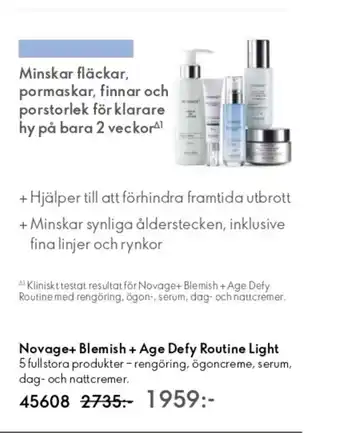 Oriflame Novage+ Blemish + Age Defy Routine Light erbjuda