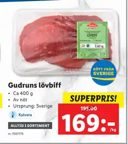 Lidl Gudruns lövbiff erbjuda