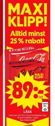 ICA Maxi Coca cola läskedryck erbjuda