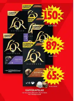 ICA Maxi L or kaffekapslar erbjuda