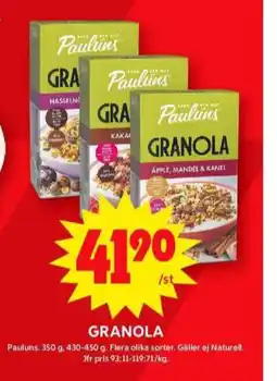 ICA Maxi Paulùns granola erbjuda