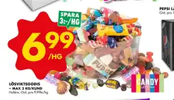 ÖoB LÖSVIKTSGODIS – MAX 3 KG/KUND erbjuda