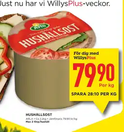 Willys HUSHÅLLSOST erbjuda