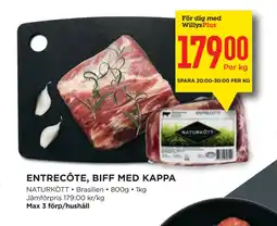 Willys ENTRECÔTE, BIFF MED KAPPA erbjuda