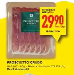 Willys PROSCIUTTO CRUDO erbjuda