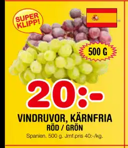 Nya Pulsen VINDRUVOR, KÄRNFRIA erbjuda