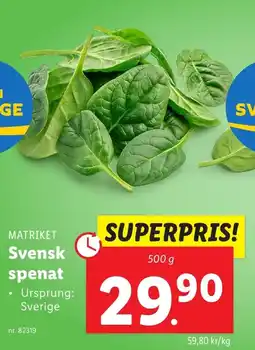 Lidl Svensk spenat erbjuda