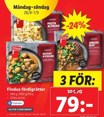 Lidl Findus färdigrätter erbjuda