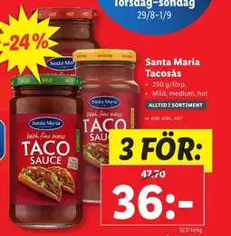 Lidl Santa Maria Tacosås erbjuda