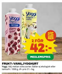 Coop Yoggi yoghurt erbjuda